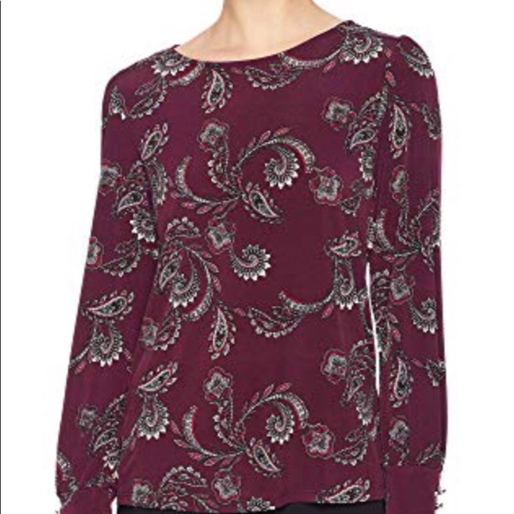 Ivanka Trump maroon paisley sleeveless blouse. - Picture 5 of 5